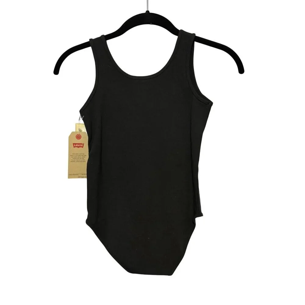 Levis Girls Black Logo Tank Bodysuit‎ Size Medium10-12 Yrs Cotton Stretch NWT